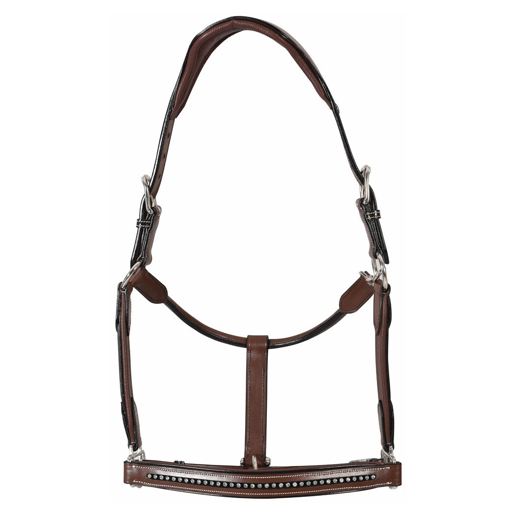 Henri de Rivel Ergonomic Premium Leather Padded Crystals Halter