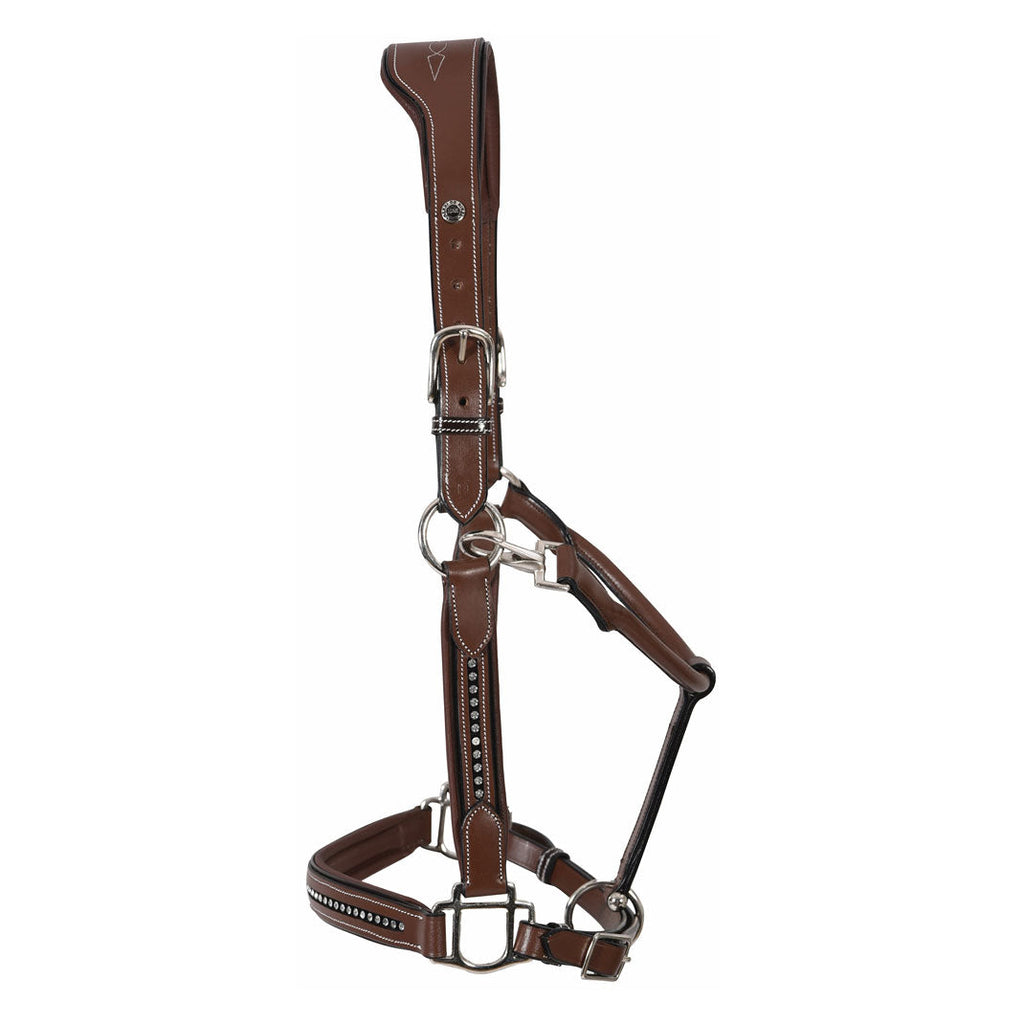 Henri de Rivel Ergonomic Premium Leather Padded Crystals Halter