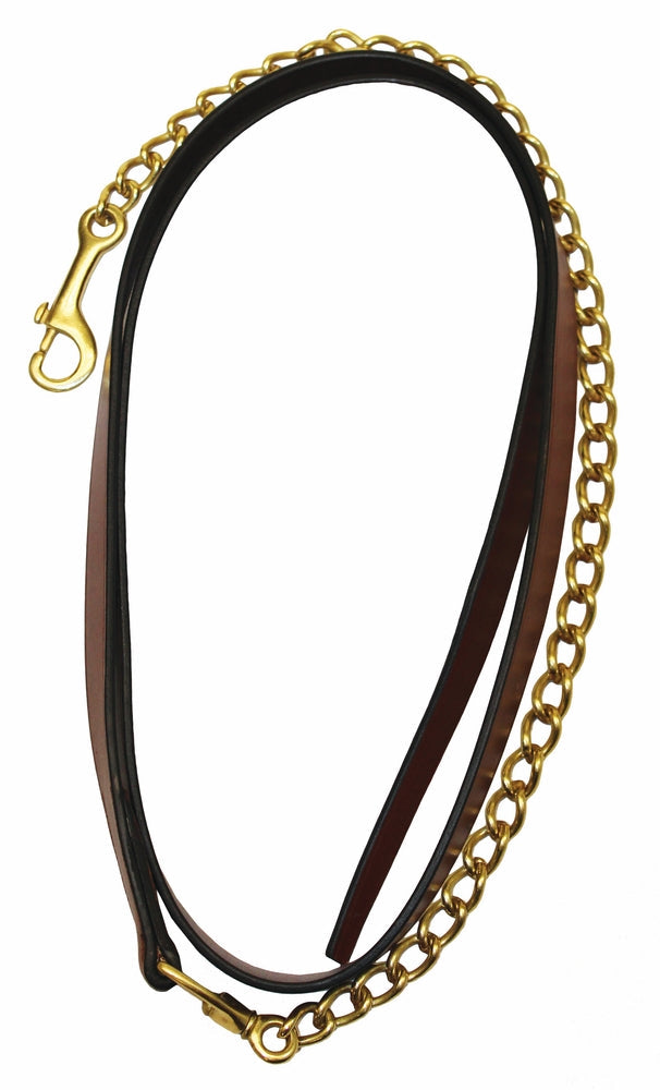 Henri de Rivel Pro Collection Leather Lead with 24" Solid Brass Chain