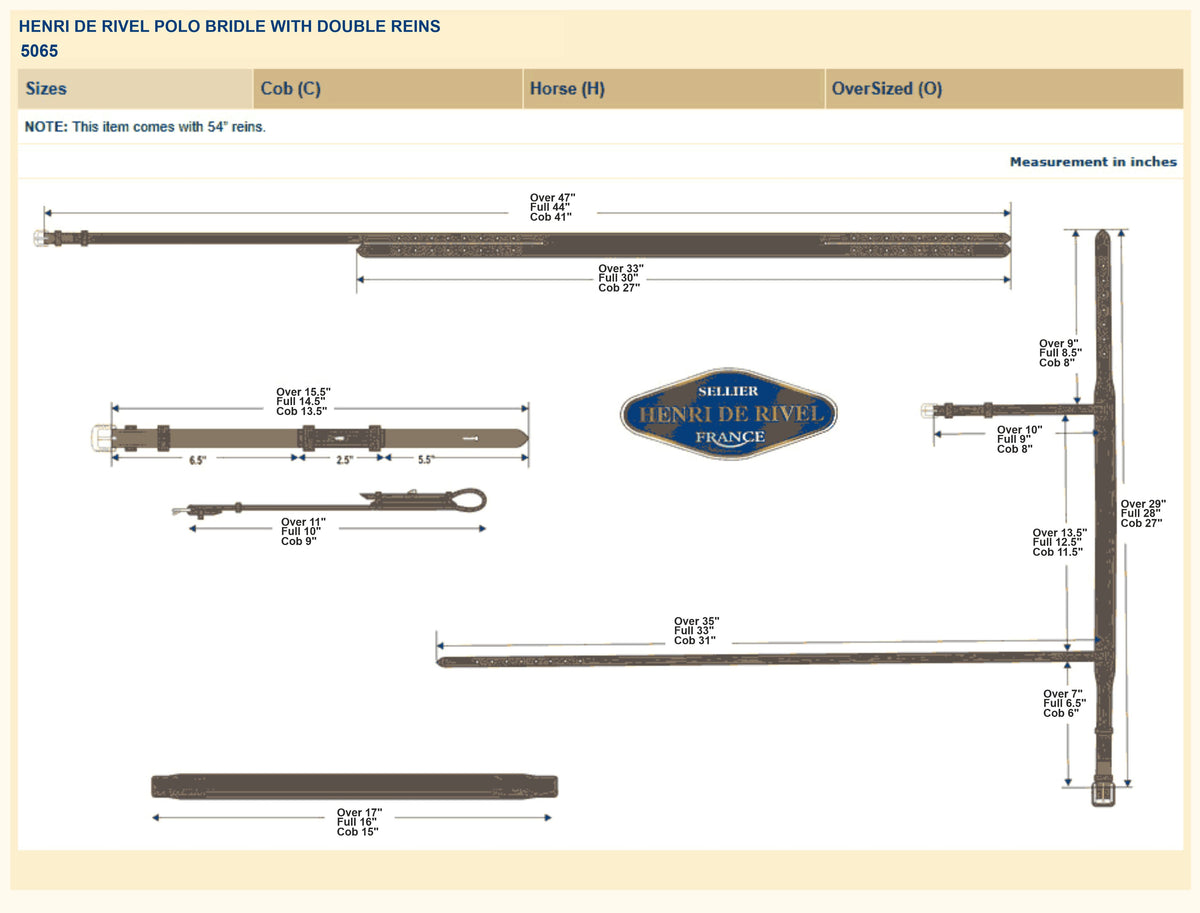 HENRI DE RIVEL POLO BRIDLE WITH DOUBLE REINS