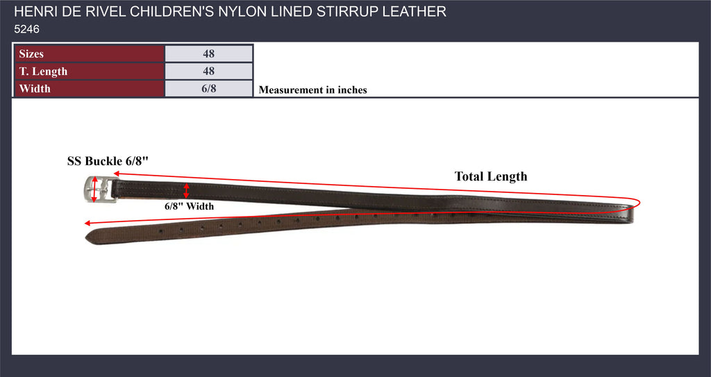 Henri de Rivel Children'S Nylon Lined Stirrup Leather